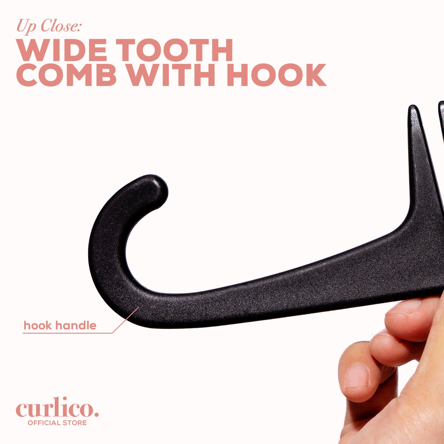 Wide Tooth Comb with Hook